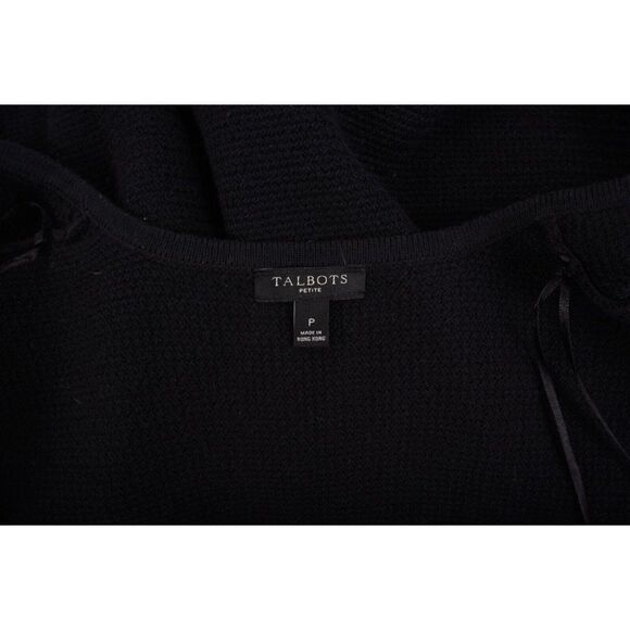 Talbots Womans Cardigan Sweater Coat Size P 0-2 Petite Black Open Front - Picture 6 of 6
